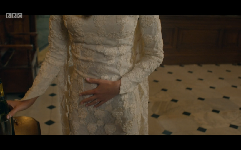 I struggled to get a good shot of Juliette's wedding dress. This shot shows the detail best - it is rather beautiful - full length, all lace, with a train.